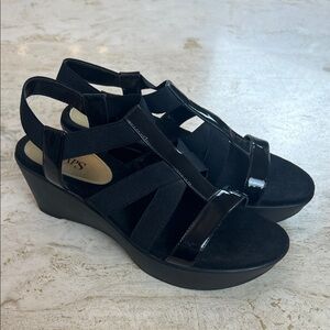 Chaps WILDA Black Wedge Sandals women’s size